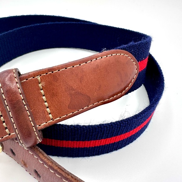J. Press Navy and Red Wool Canvas Belt